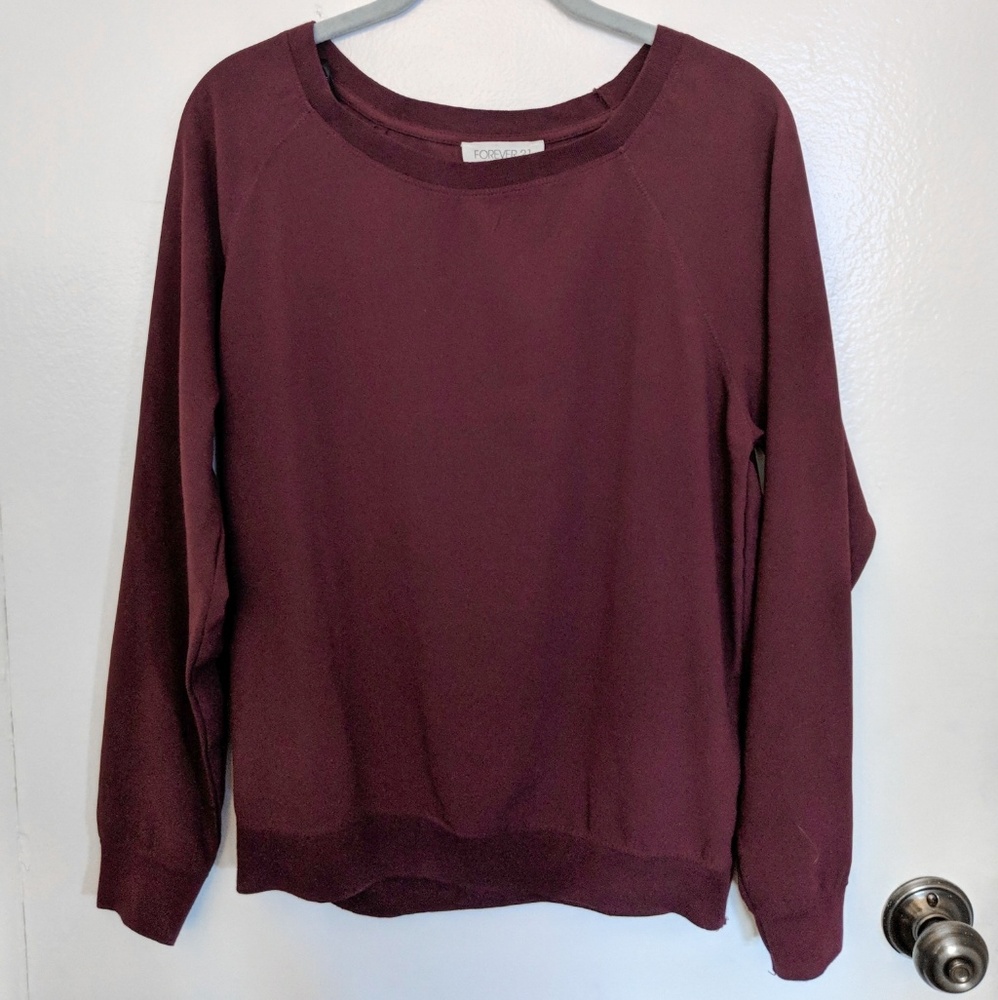 Forever 21 - Thin Burgundy Scoop Neck Shirt